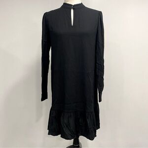 MICHAEL STARS XS Black Kita Long Sleeve Cottage Swing Ruffle Whimsigoth Dress